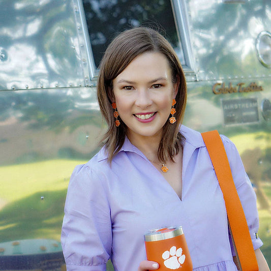 Clemson Tigers Enamel Pendant Necklace in Orange