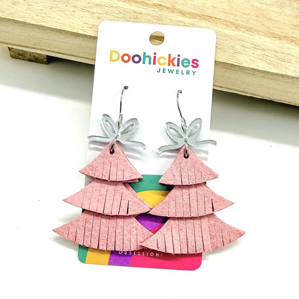 Holly Jolly Fringy Trees - Christmas Earrings
