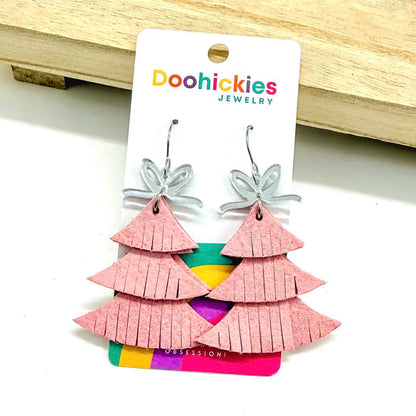 Holly Jolly Fringy Trees - Christmas Earrings