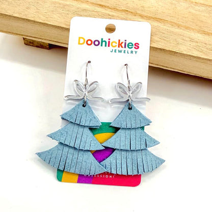 Holly Jolly Fringy Trees - Christmas Earrings