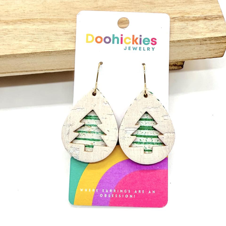 Cutout Layered Christmas Tree Teardrop Earrings
