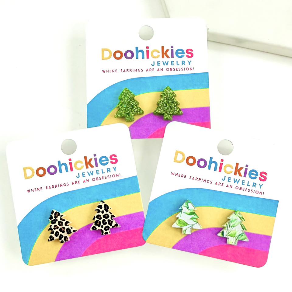 Country Christmas Tree Stud Earrings