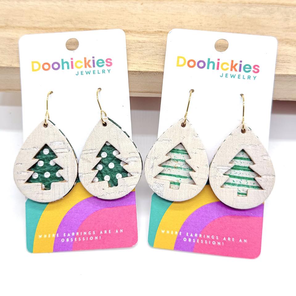 Cutout Layered Christmas Tree Teardrop Earrings