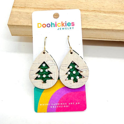 Cutout Layered Christmas Tree Teardrop Earrings