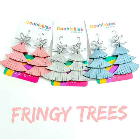 Holly Jolly Fringy Trees - Christmas Earrings