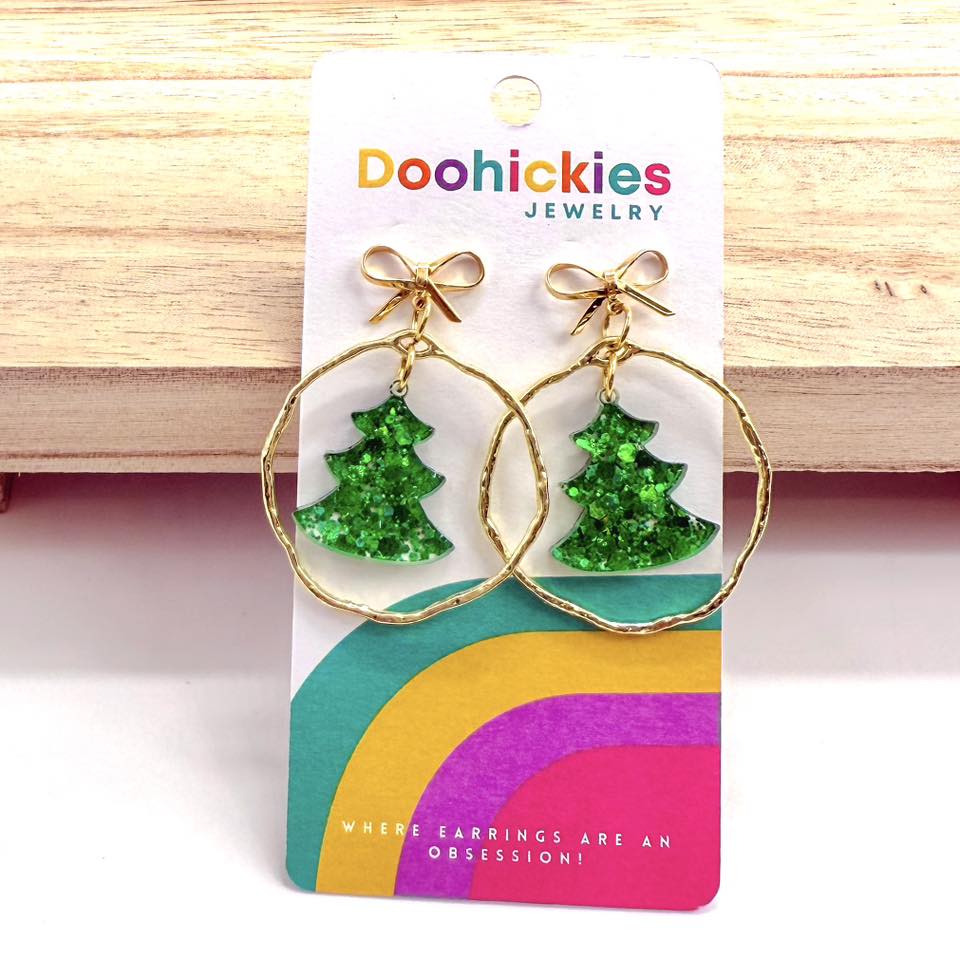 Dangle Sparkle Christmas Tree Acrylic Earrings