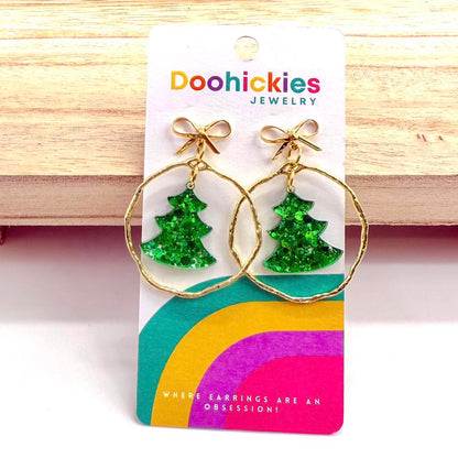 Dangle Sparkle Christmas Tree Acrylic Earrings