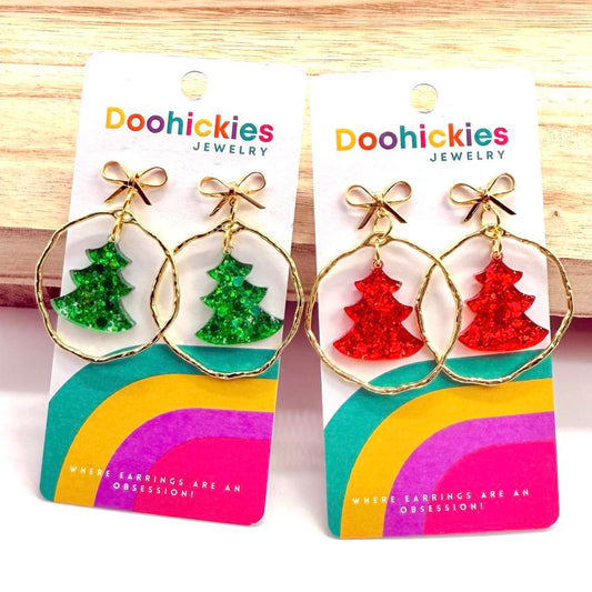 Dangle Sparkle Christmas Tree Acrylic Earrings