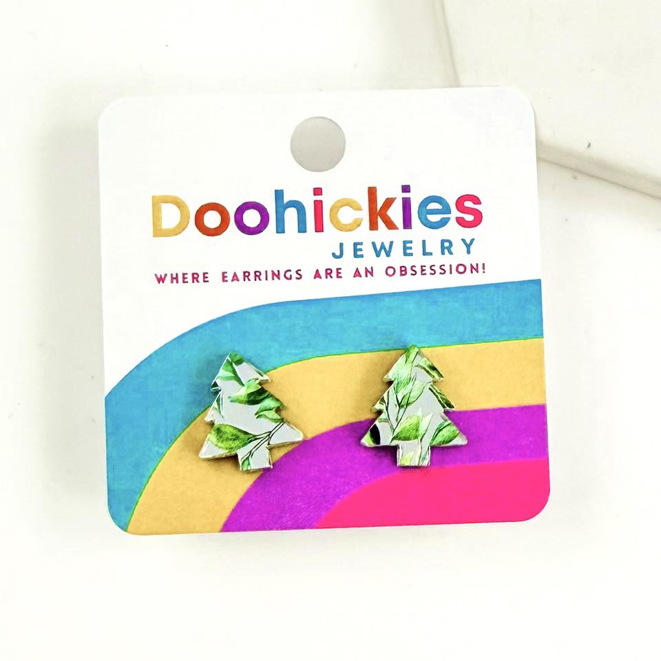 Country Christmas Tree Stud Earrings