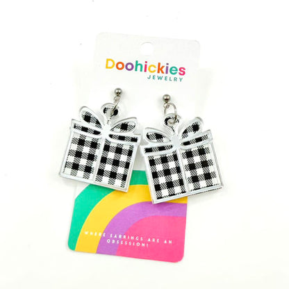 Layered Buffalo Plaid Christmas Present Earring Collection