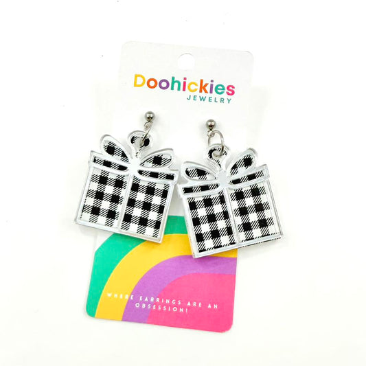 Layered Buffalo Plaid Christmas Present Earring Collection