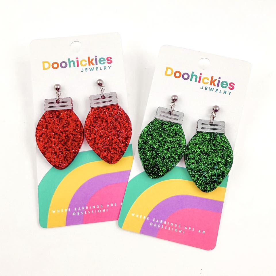 Traditional Glitter Christmas Light Bulb Earring Collection