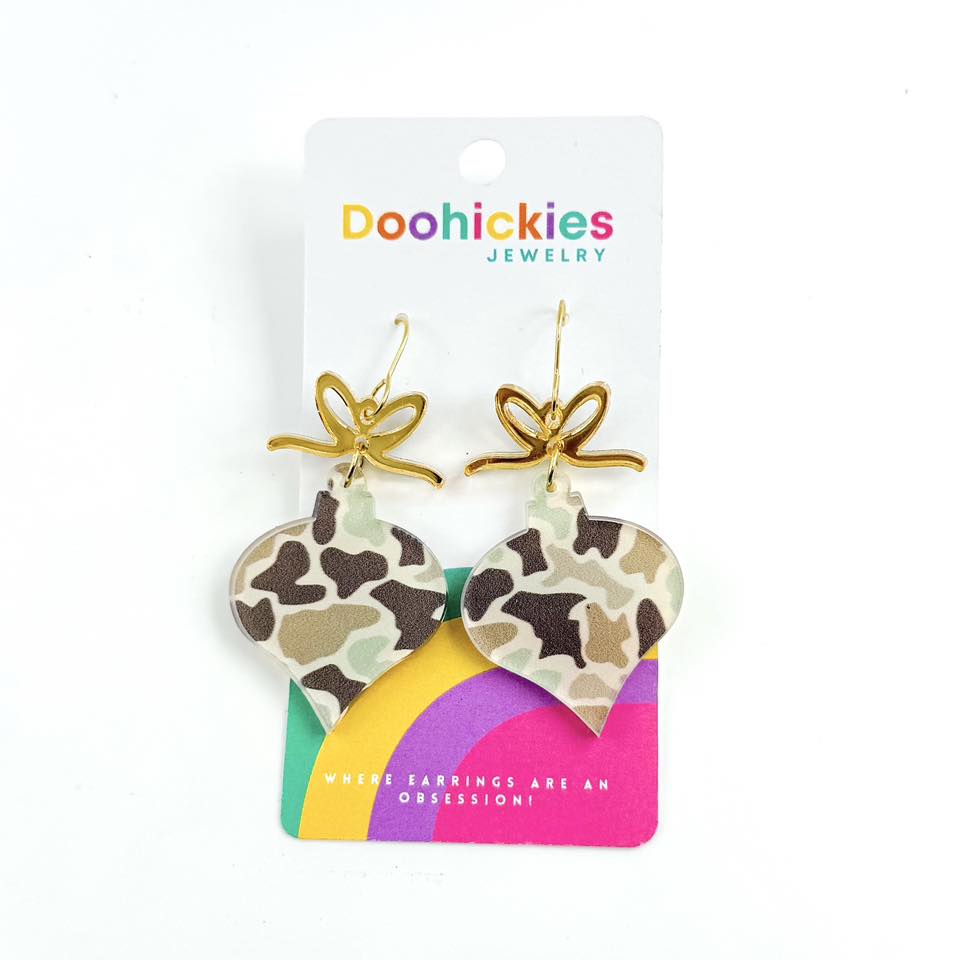 Camo Vintage Christmas Ornament Acrylic Earrings