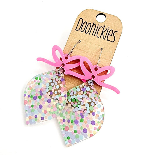 Pastel Dots Christmas Ornament Acrylic Earrings