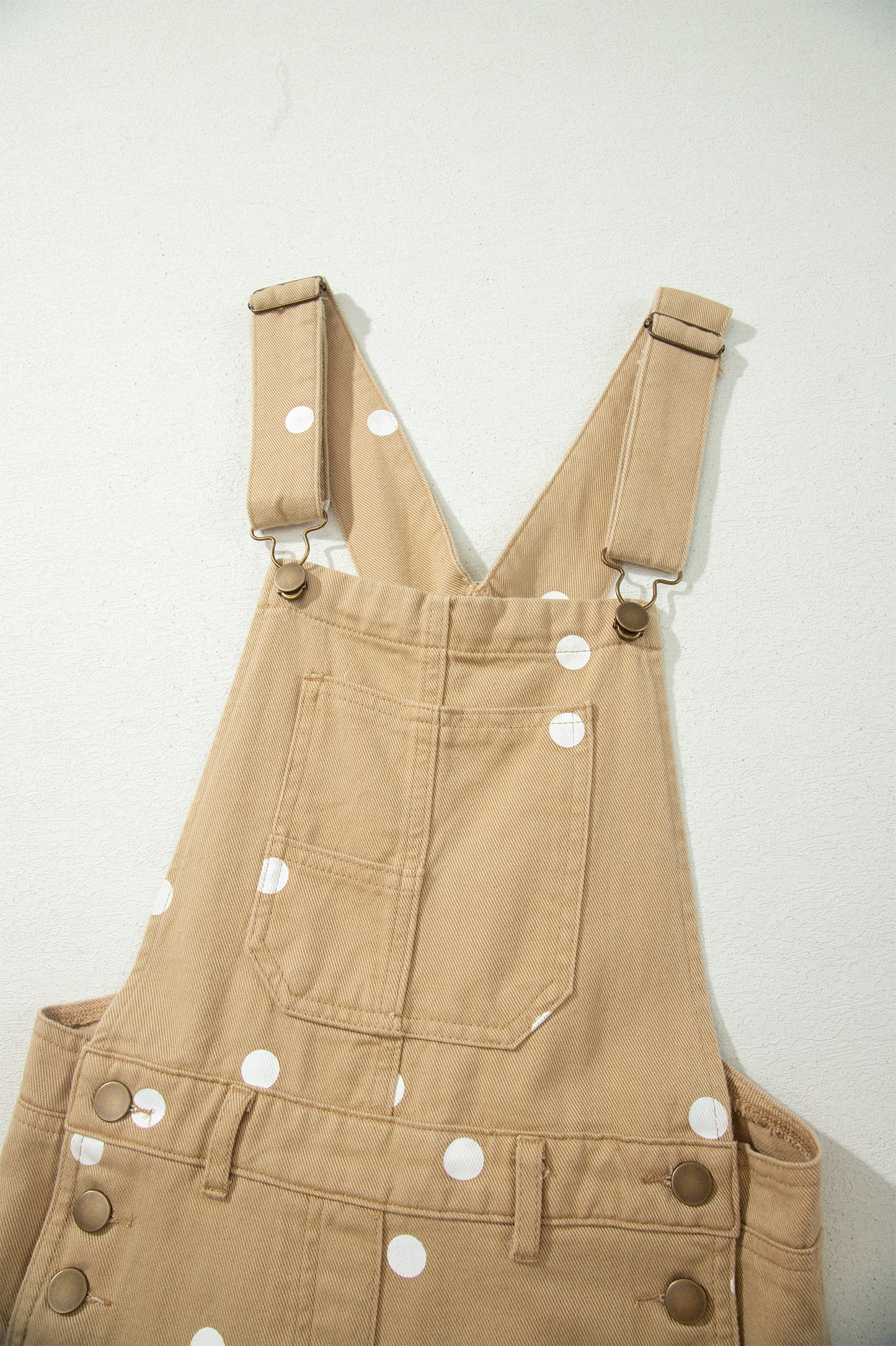 Phalaenopsis Polka Dot Print Bib Pocket Denim Barrel Overalls Jumpsuit