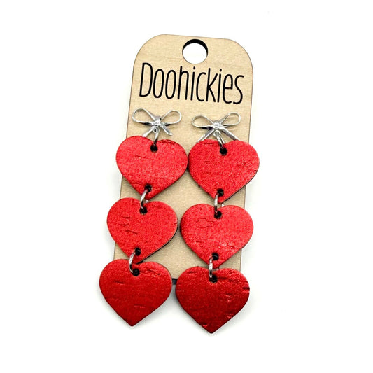 Shimmer Triple Heart Drop Collection - Valentine's Earrings