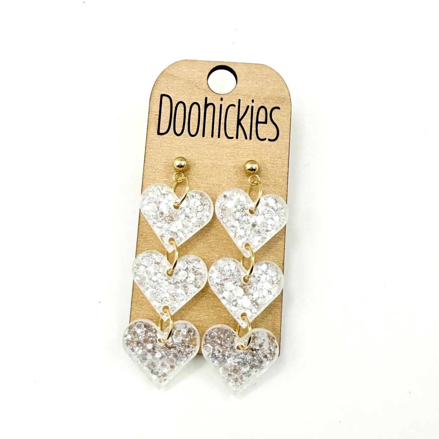 Pastel Shimmer Triple Heart Drops Collection - Valentines Earrings