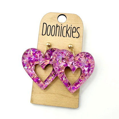 Chunky Glitter Sassy Hearts Collection - Valentines Earrings