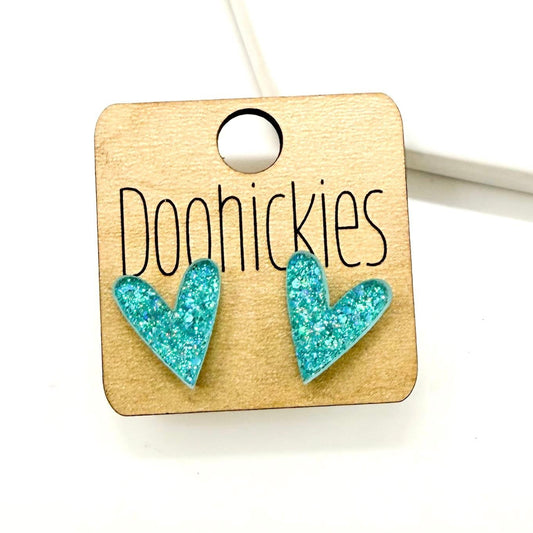 The Teal Razzle Dazzle Heart Stud Earring Collection - 2 Size Options
