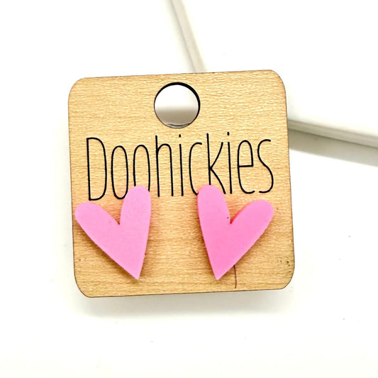 The Candy Pink Heart Stud Earring Collection - 2 Size Options
