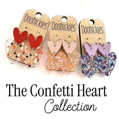 The Confetti Double Love Heart Collection - Valentines Acrylic Earrings