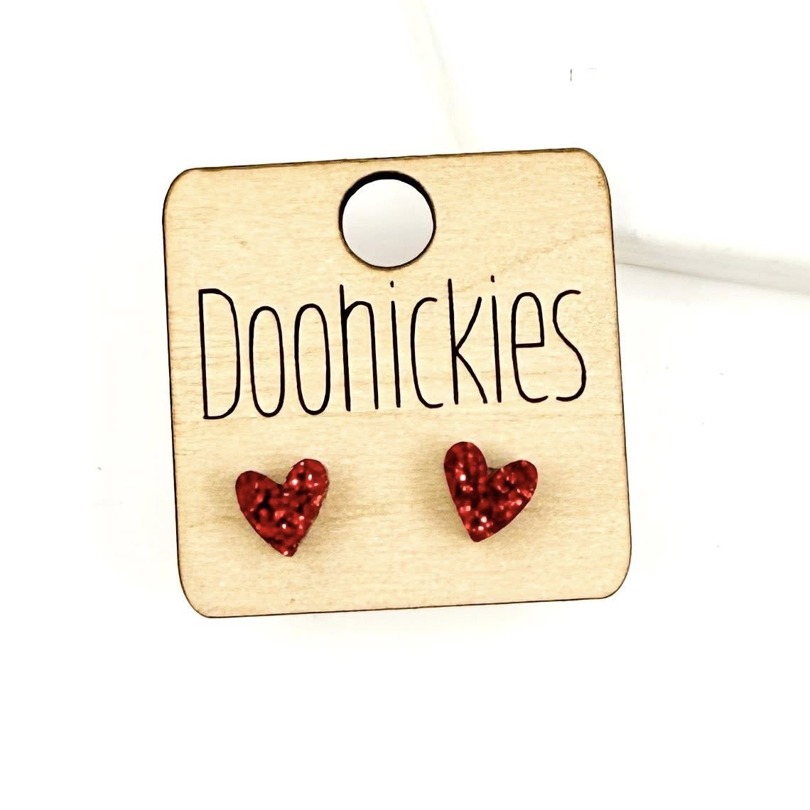 The Ruby Romance Red Glitter Heart Stud Earring Collection - 2 Size Options