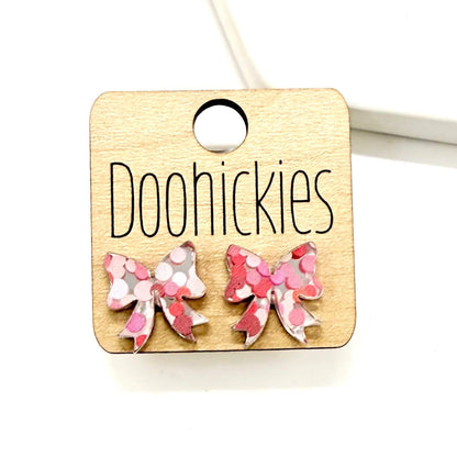 The Sweetheart Acrylic Bow Studs Collection - Valentines Earrings