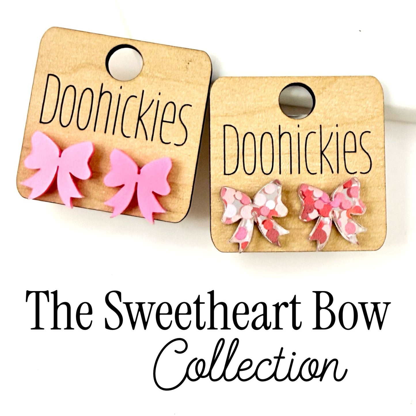 The Sweetheart Acrylic Bow Studs Collection - Valentines Earrings