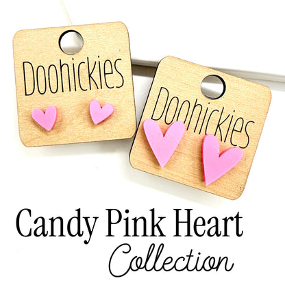 The Candy Pink Heart Stud Earring Collection - 2 Size Options