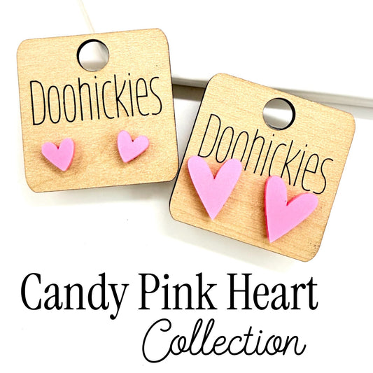The Candy Pink Heart Stud Earring Collection - 2 Size Options