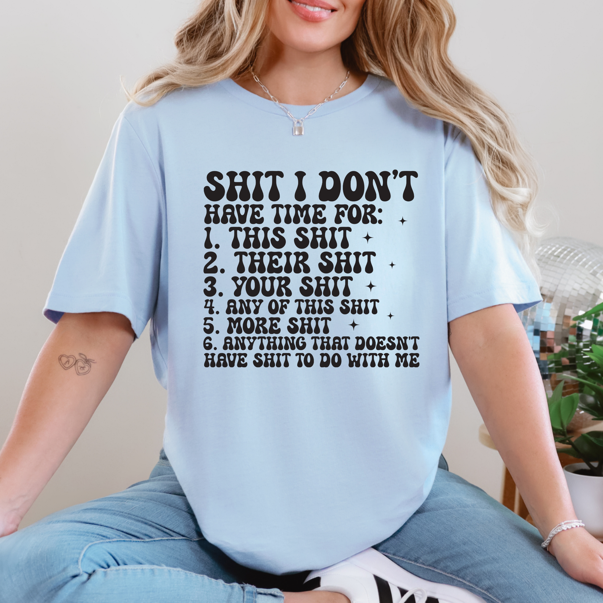 Wholesale Don't Have Time For Graphic Tee - Baby Blue Tee