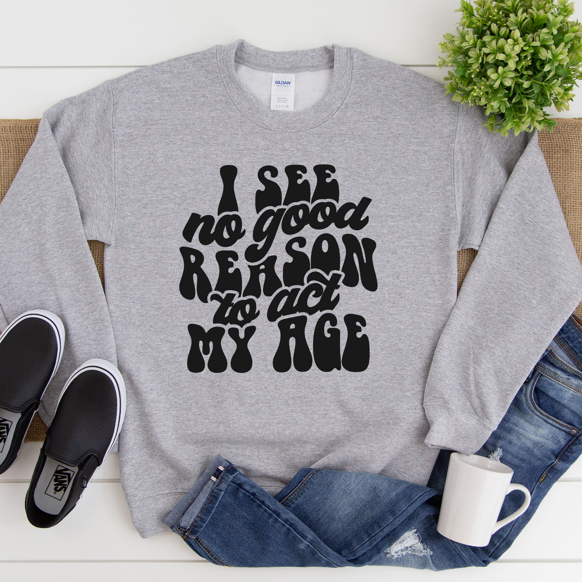 Wholesale No good reason Graphic Tee - Heather Grey Sweatshirt