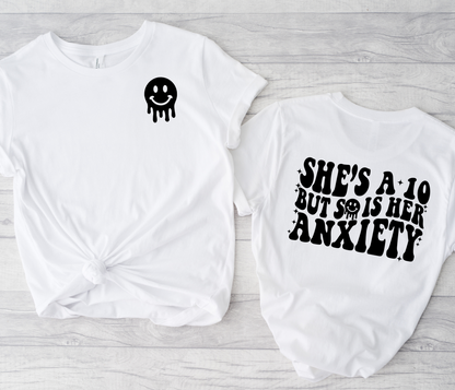 Wholesale So is her anxiety Graphic Tee - White