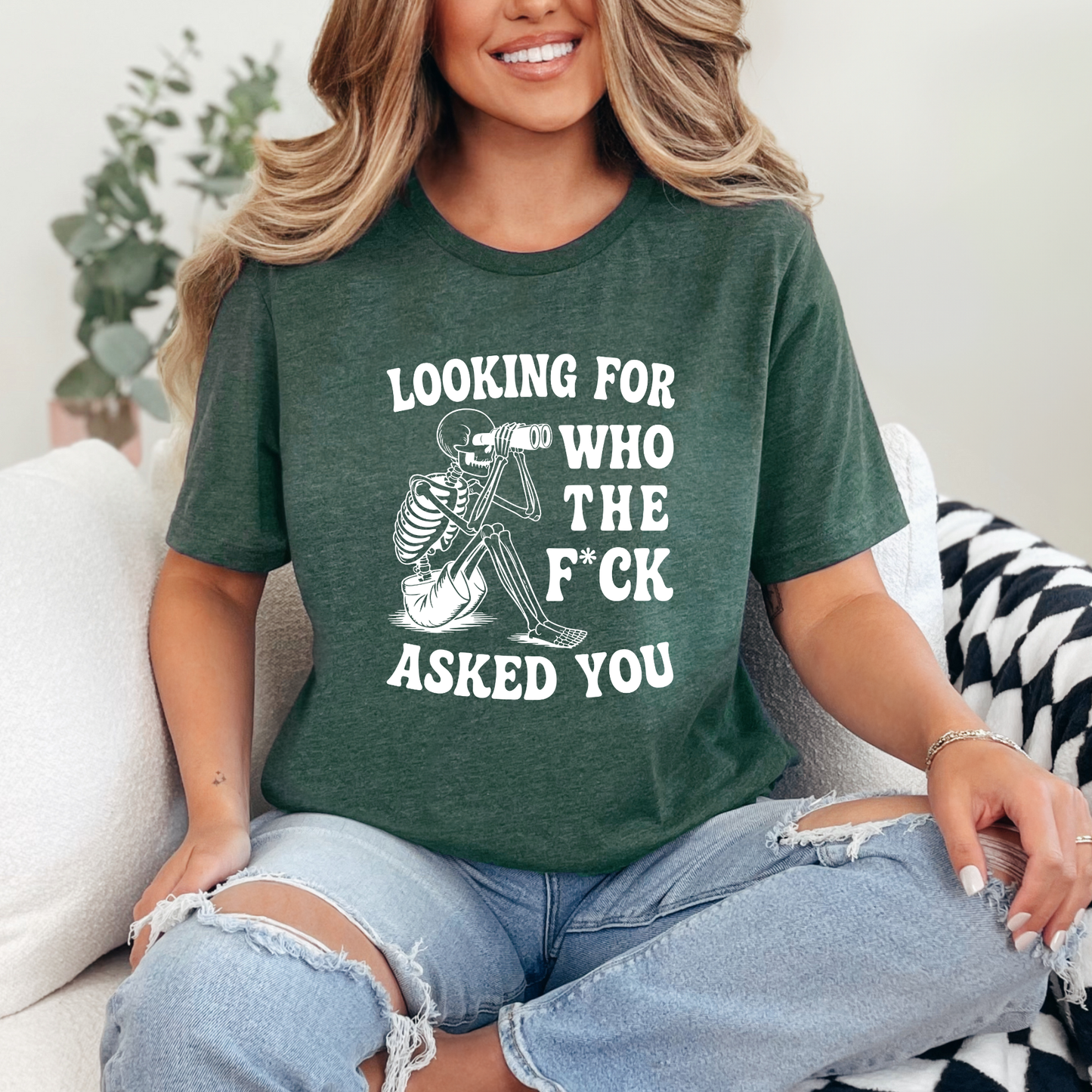 Wholesale Looking for Who Asked Graphic Tee - Heather Forest Tee