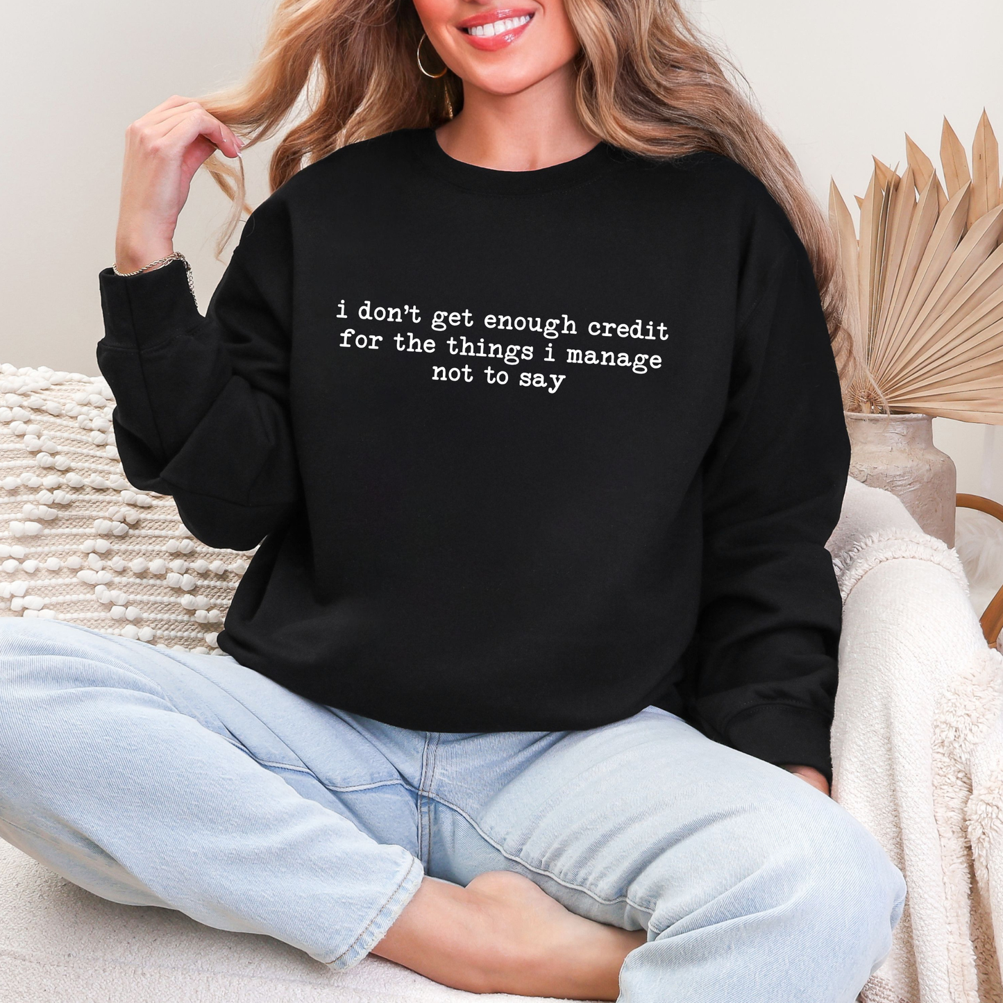 Wholesale Enough Credit Sweatshirt - Black Sweatshirt