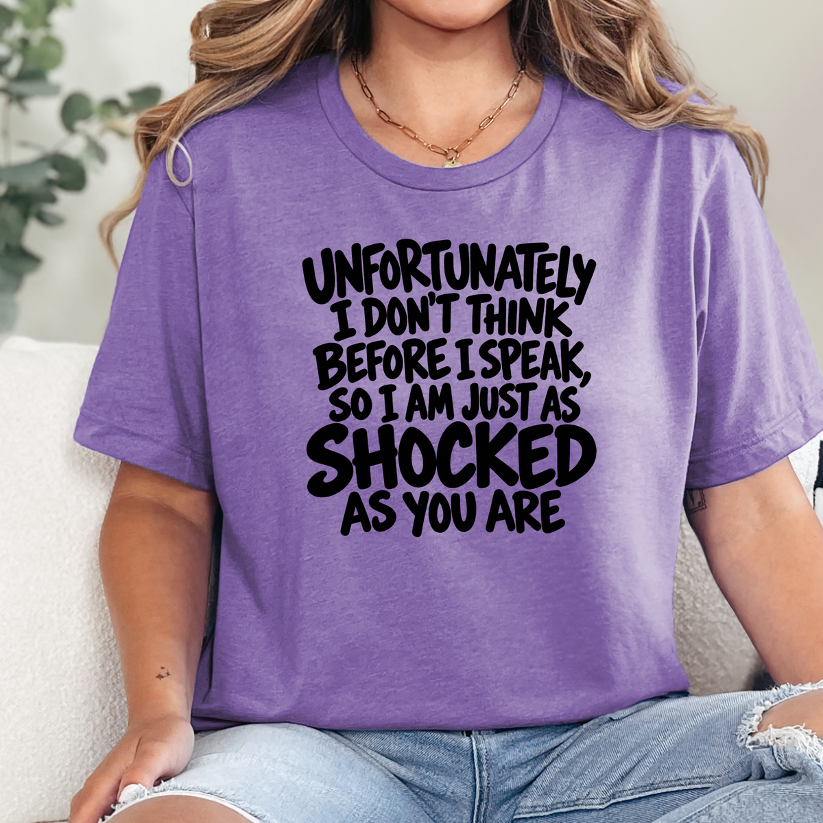 Wholesale Shocked As You Are Graphic Tee - Heather Team Purple