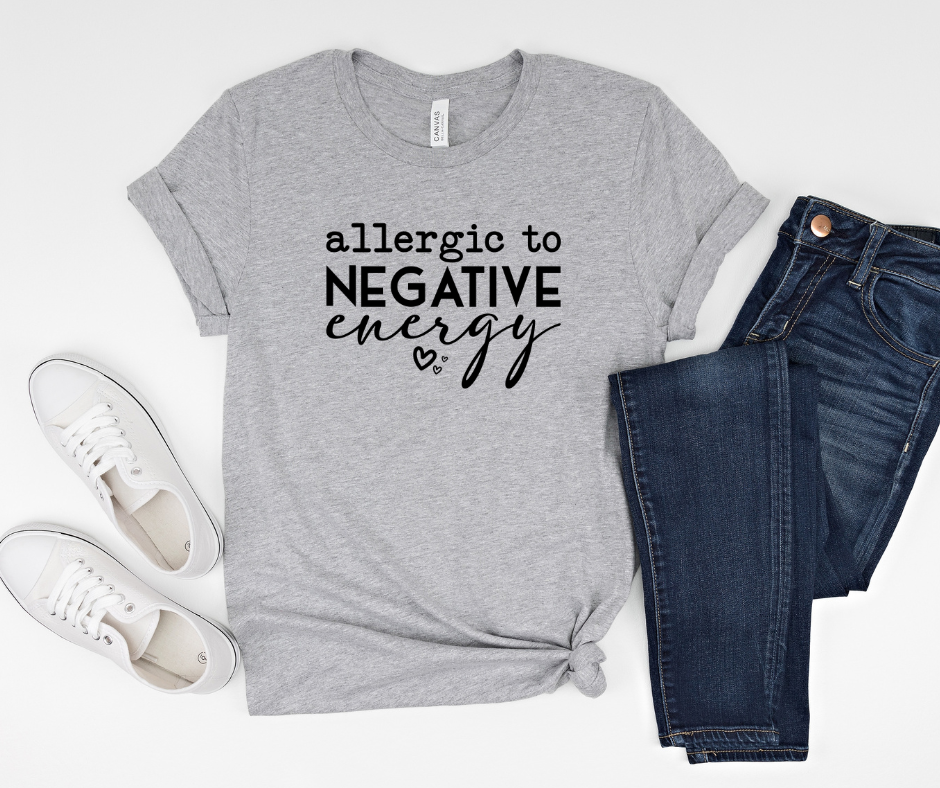 Wholesale Allergic to negative energy Graphic Tee - Grey Tee