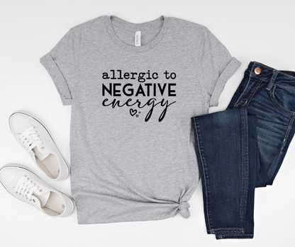 Wholesale Allergic to negative energy Graphic Tee - Grey Tee