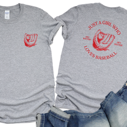 Wholesale Just a Girl Who Loves Baseball Graphic Tee - Grey Tee
