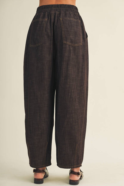 Structured Denim Wide-Leg Crop Trousers