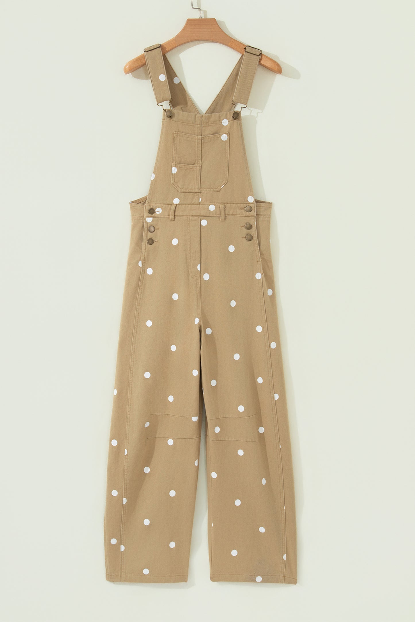 Phalaenopsis Polka Dot Print Bib Pocket Denim Barrel Overalls Jumpsuit