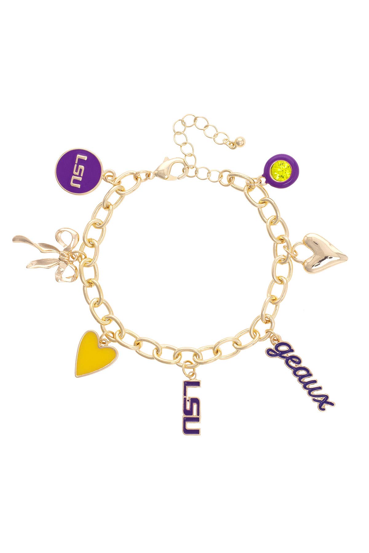 LSU Tigers Enamel Icons Charm Bracelet in Shiny Gold