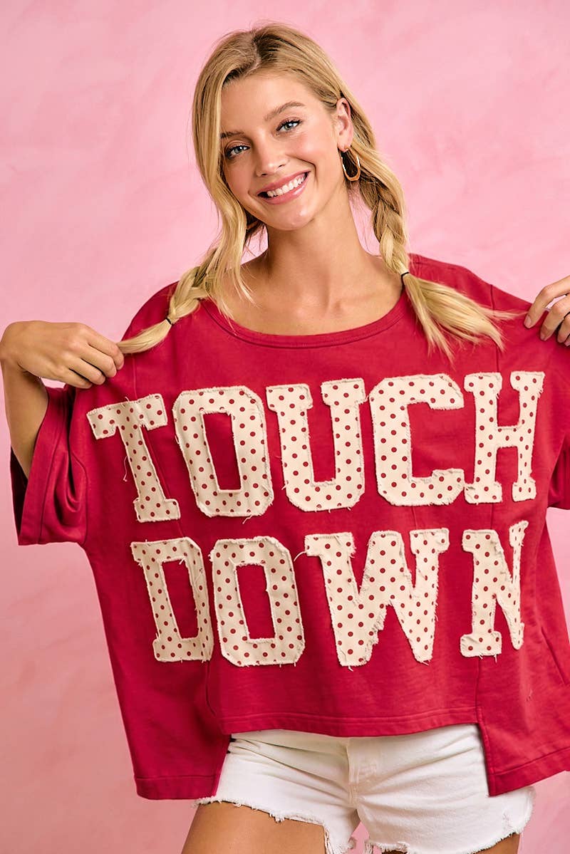 BIBI GAMEDAY THEME POLKA DOT PATCHES SHORT SLEEVES TOP