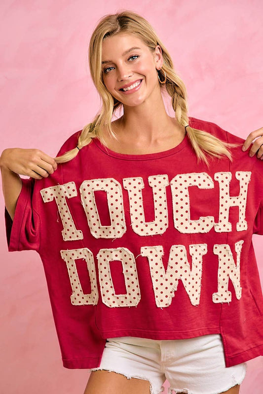 BIBI GAMEDAY THEME POLKA DOT PATCHES SHORT SLEEVES TOP