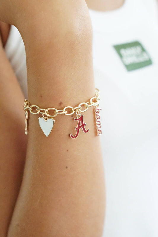 Alabama Crimson Tide Enamel Icons Charm Bracelet
