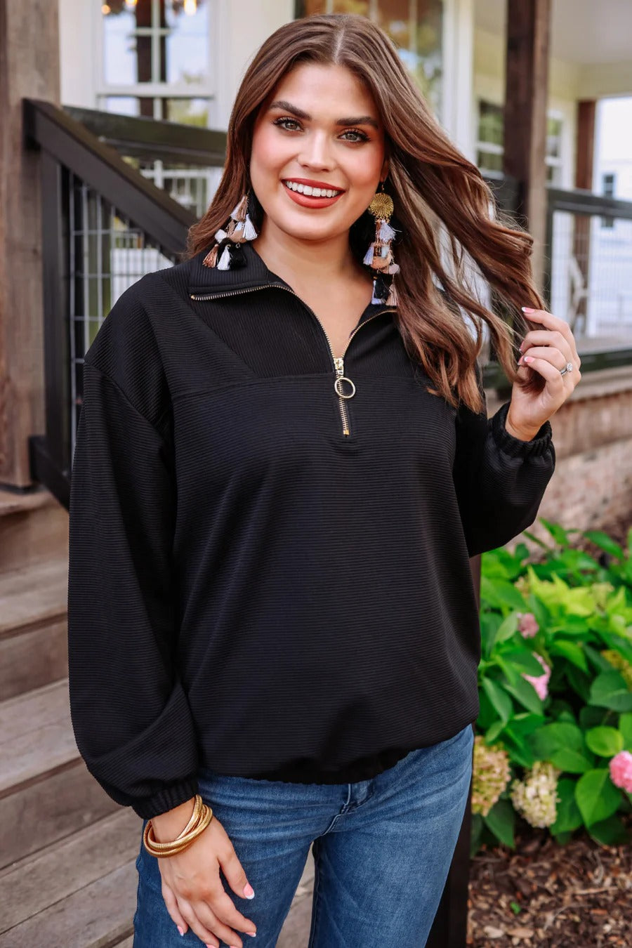 Jess Lea Ribbed Quarter Zip Pullover