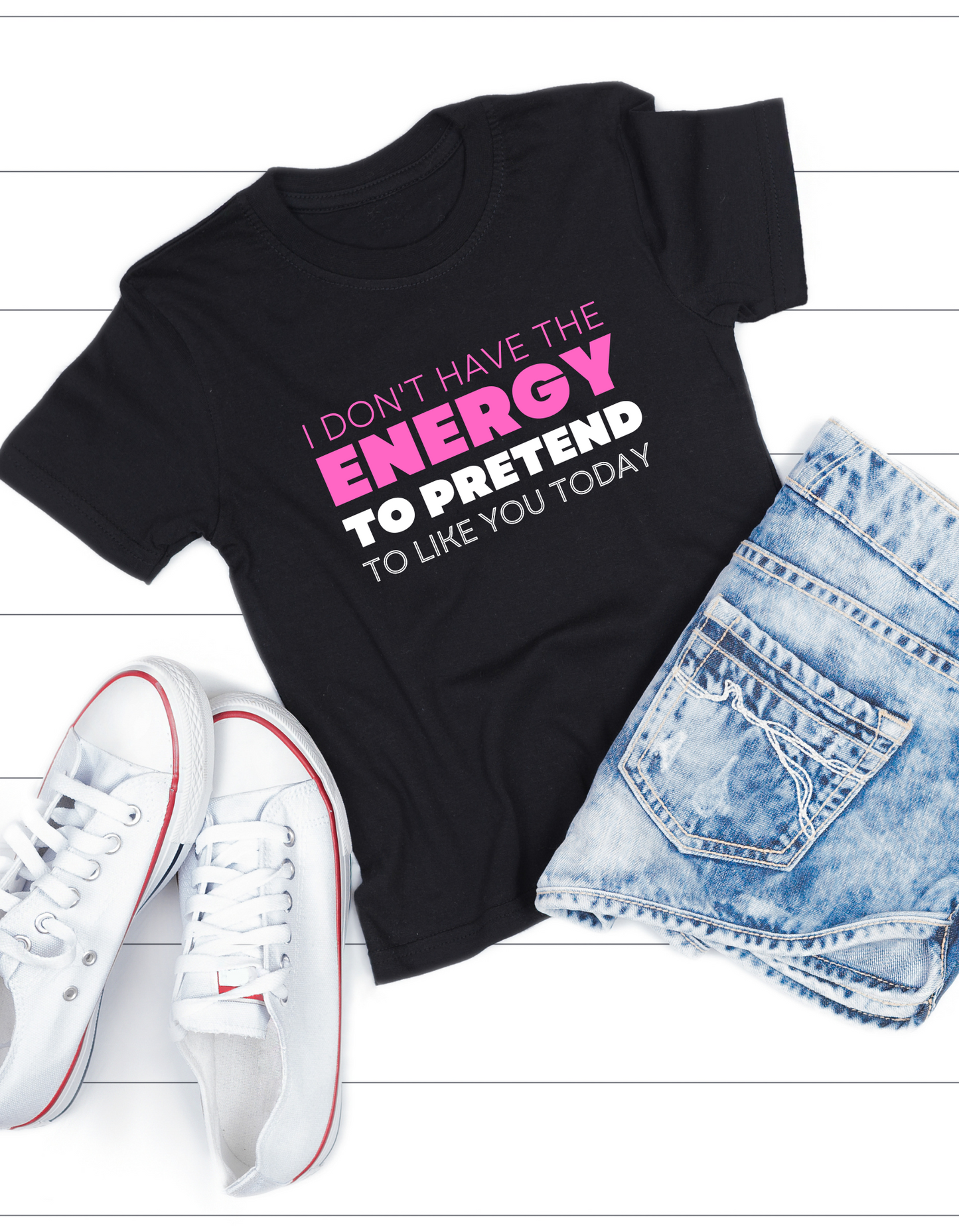 Wholesale Pretend to Like You Graphic Tee - Black