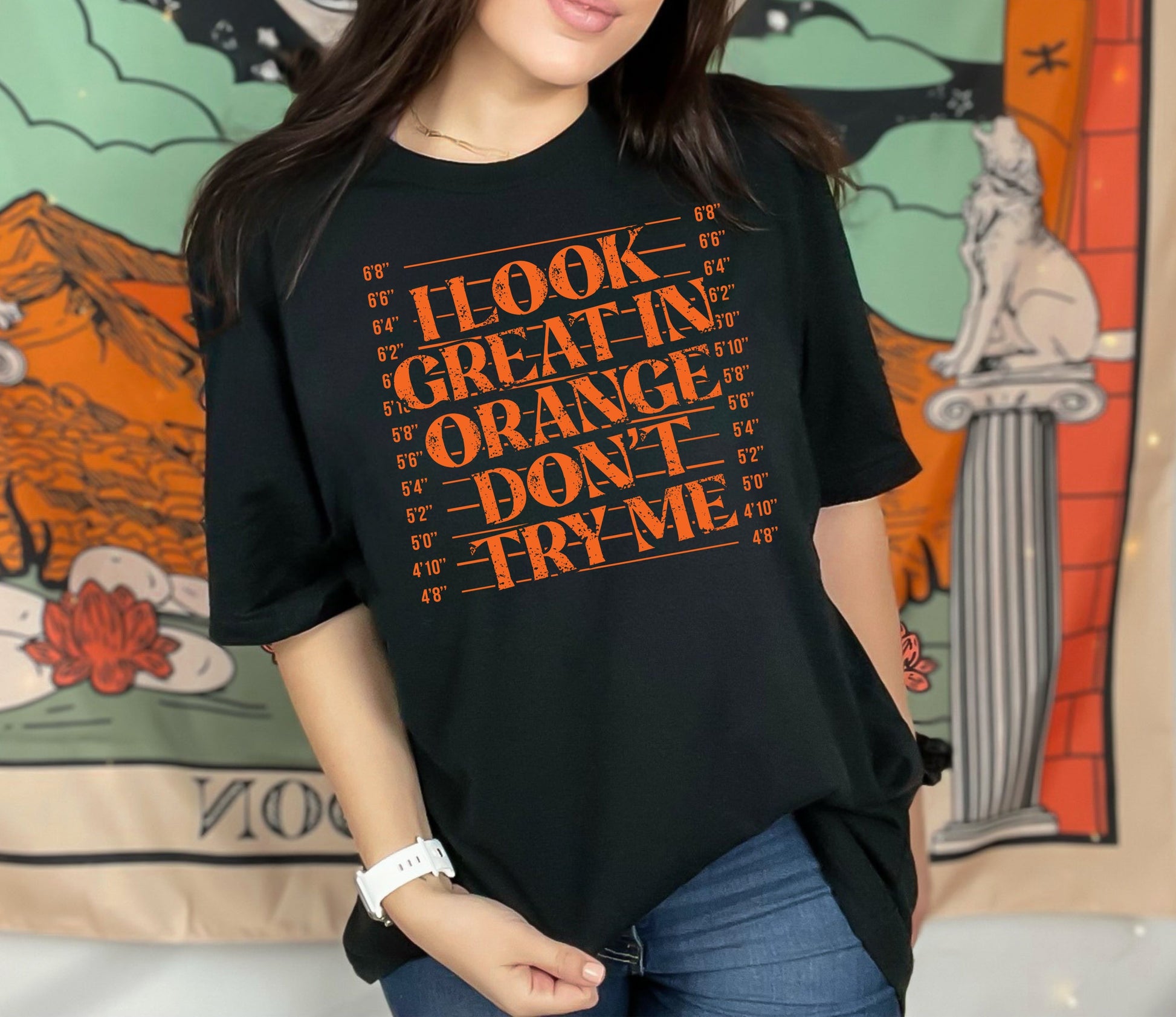 Wholesale I Look Great in Orange Graphic Tee - White