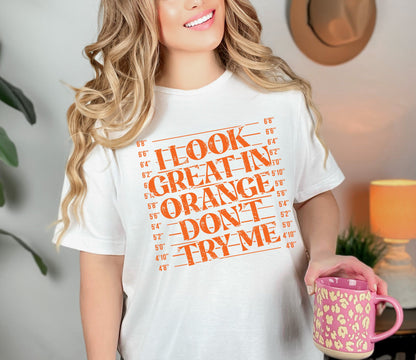 Wholesale I Look Great in Orange Graphic Tee - Black