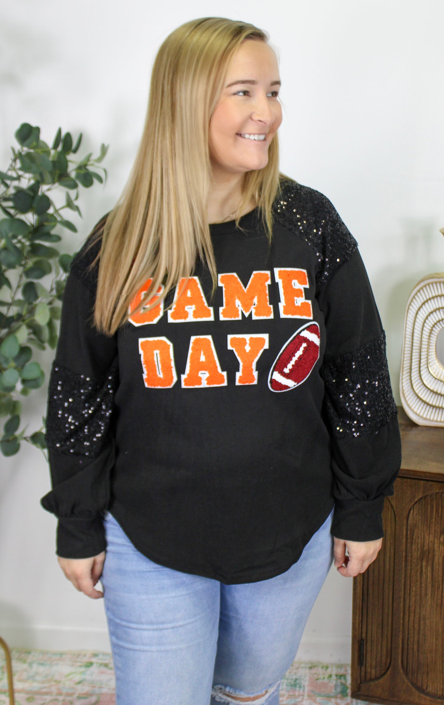 Black Game Day Plus Size Top